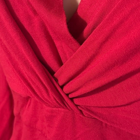 Women’s Red Surplice V-Neck Long Sleeve Top Ann Taylor - Picture 3 of 5
